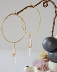 Clear Quartz Gold Plated Hoop Earring Designs by Nature Gems