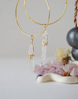 Clear Quartz Gold Plated Hoop Earring Designs by Nature Gems