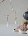 Clear Quartz Silver Plated Hoop Earring Designs by Nature Gems