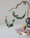 Emerald Cluster Silver Plated Hoop Earring Designs by Nature Gems