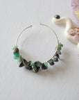 Emerald Cluster Silver Plated Hoop Earring Designs by Nature Gems
