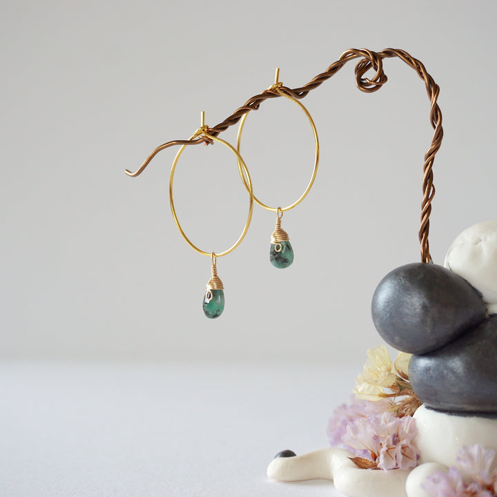 Emerald Gold Plated Hoop Earring Designs by Nature Gems