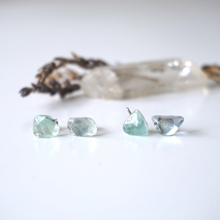 Green Fluorite Stud Earrings Designs by Nature Gems