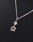 Herkimer Diamond Lotus Charm Pendant - Sterling Silver Necklace DesignsbyNatureGems