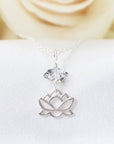Herkimer Diamond Lotus Charm Pendant - Sterling Silver Necklace DesignsbyNatureGems