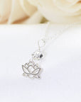 Herkimer Diamond Lotus Charm Pendant - Sterling Silver Necklace DesignsbyNatureGems