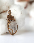 Herkimer Diamond Pendant - Antique Bronze Designs by Nature Gems