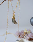 Labradorite 14K Gold Moon Charm Necklace Designs by Nature Gems