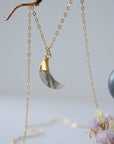 Labradorite 14K Gold Moon Charm Necklace Designs by Nature Gems