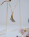 Labradorite 14K Gold Moon Charm Necklace Designs by Nature Gems