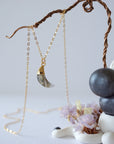Labradorite 14K Gold Moon Charm Necklace Designs by Nature Gems