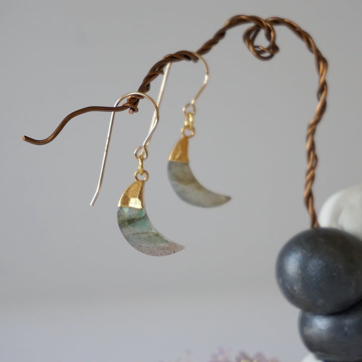 Labradorite 14K Gold Moon Earring Designs by Nature Gems