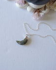 Labradorite Sterling Silver Moon Charm Necklace Designs by Nature Gems