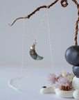 Labradorite Sterling Silver Moon Charm Necklace Designs by Nature Gems