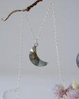 Labradorite Sterling Silver Moon Charm Necklace Designs by Nature Gems