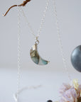 Labradorite Sterling Silver Moon Charm Necklace Designs by Nature Gems
