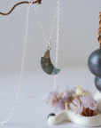 Labradorite Sterling Silver Moon Charm Necklace Designs by Nature Gems