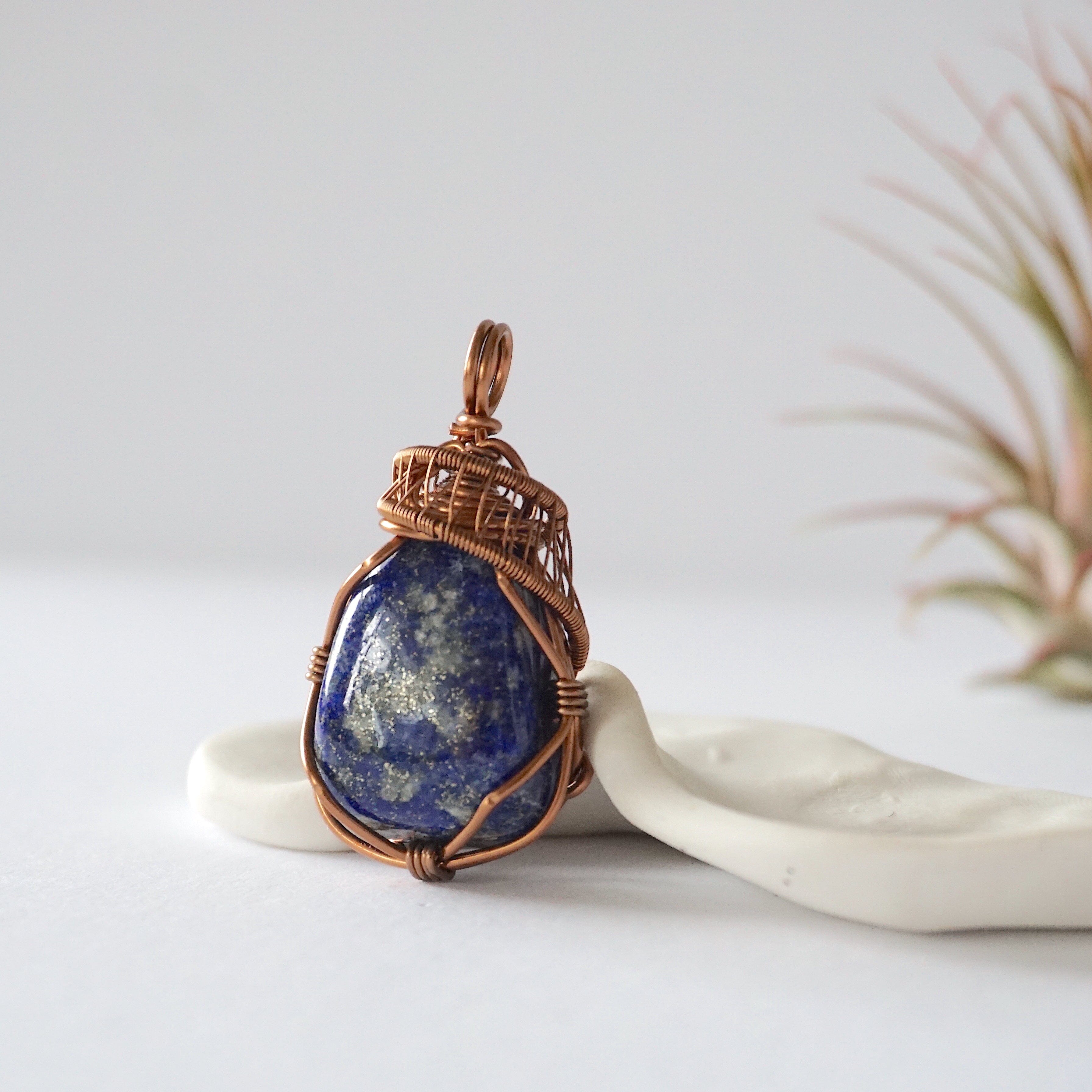 Handmade Wire Wrapped Labradorite Pendant, Lapis Lazuli, Peridot CZ Handmade Wire Wrapped Labradorite Pendant, Lapis Lazuli, Peridot CZ