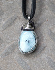 Men's Aquamarine Crystal Necklace - Mixed Wire Black and Silver Copper DesignsbyNatureGems