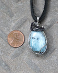 Men's Aquamarine Crystal Necklace - Mixed Wire Black and Silver Copper DesignsbyNatureGems