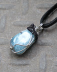 Men's Aquamarine Crystal Necklace - Mixed Wire Black and Silver Copper DesignsbyNatureGems