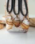 Three raw citrine crystals showing variation in mens necklace pendants - different sizes shapes colors natural unpolished antique bronze wire wrapped unique one of a kind masculine