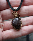 Men's Garnet Pendant in Antique Bronze - With Black Leather Cord Designs by Nature Gems