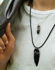 Men's Obsidian Arrowhead Pendant Necklace DesignsbyNatureGems