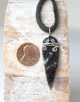 Men's Obsidian Arrowhead Pendant Necklace - Dark Silver DesignsbyNatureGems
