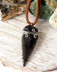 Men's Obsidian Arrowhead Pendant Necklace - Dark Silver DesignsbyNatureGems