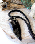 Men's Obsidian Arrowhead Pendant Necklace - Dark Silver DesignsbyNatureGems