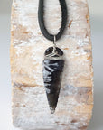 Men's Obsidian Arrowhead Pendant Necklace - Dark Silver DesignsbyNatureGems