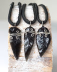 Men's Obsidian Arrowhead Pendant Necklace - Dark Silver DesignsbyNatureGems