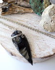 Men's Obsidian Arrowhead Pendant Necklace - Dark Silver DesignsbyNatureGems
