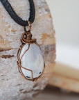 Men's Rainbow Moonstone in Antique Bronze - With Black Leather Cord Designs by Nature Gems