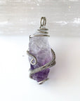 Mens Raw Amethyst Crystal Necklace - February Birthstone Necklace DesignsbyNatureGems