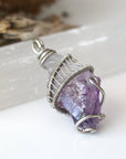 Mens Raw Amethyst Crystal Necklace - February Birthstone Necklace DesignsbyNatureGems