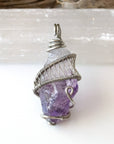 Mens Raw Amethyst Crystal Necklace - February Birthstone Necklace DesignsbyNatureGems