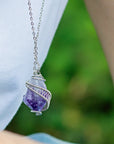 Mens Raw Amethyst Crystal Necklace DesignsbyNatureGems