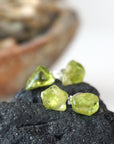 Men's Raw Green Peridot Crystal Stud Earrings DesignsbyNatureGems