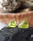 Men's Raw Green Peridot Crystal Stud Earrings DesignsbyNatureGems
