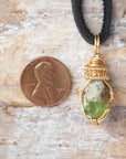 Men's Raw Peridot Necklace in 14k Gold-Filled - With Black Leather Cord Designs by Nature Gems