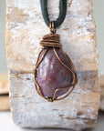 Men’s Ruby Pendant - in Antique Bronze - with Black Leather Cord Designs by Nature Gems