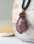 Men’s Ruby Pendant - in Antique Bronze - with Black Leather Cord Designs by Nature Gems