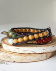 Mixed Crystal Wrap Bracelet with Olive Wood DesignsbyNatureGems