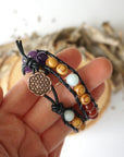 Mixed Crystal Wrap Bracelet with Olive Wood DesignsbyNatureGems