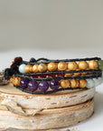 Mixed Crystal Wrap Bracelet with Olive Wood DesignsbyNatureGems