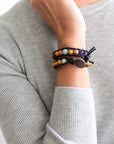 Mixed Crystal Wrap Bracelet with Olive Wood DesignsbyNatureGems