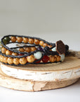 Mixed Crystal Wrap Bracelet with Olive Wood DesignsbyNatureGems