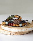 Mixed Crystal Wrap Bracelet with Olive Wood DesignsbyNatureGems